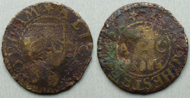 Rochester, Alice Cobham 1651 farthing N---